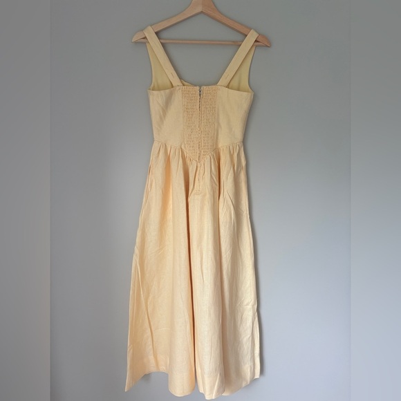 NEW Reformation Balia Linen Midi Dress in Parmesan Light Yellow | US 2 UK 6 - Picture 13 of 17